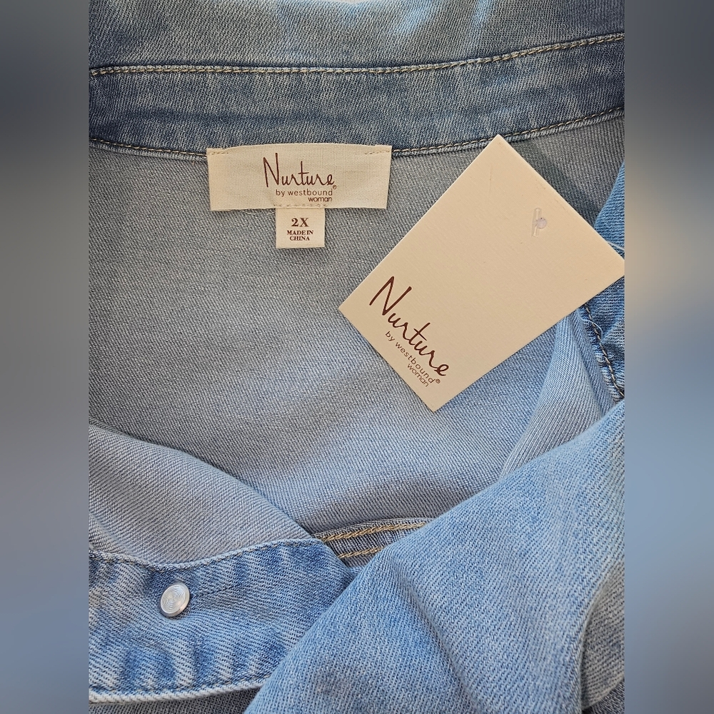NWT Nurture Classic Women's Lightweight Denim Blue Jean Jacket - 2X - Picture 3 of 6